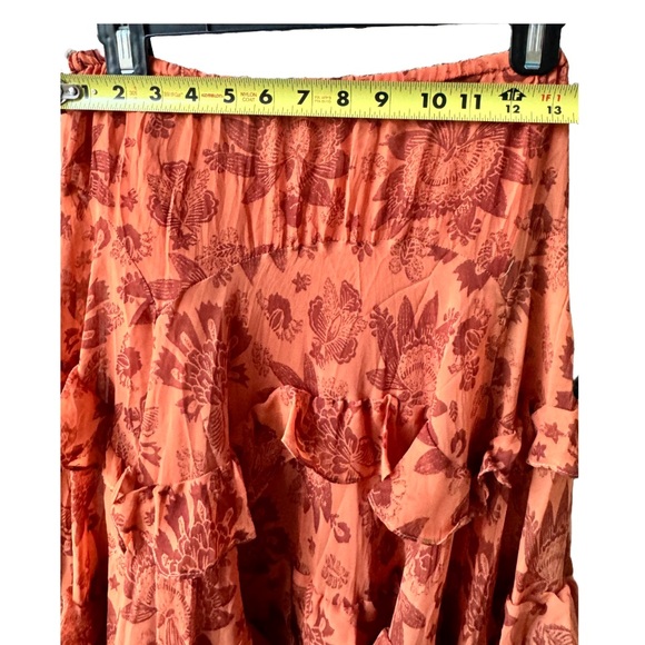 Ideology Ruffled Bohemian Style Brown and Orange Cairo Long Skirt - Picture 3 of 9